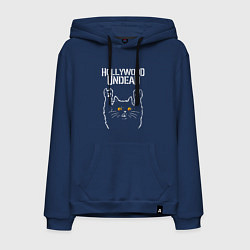 Толстовка-худи хлопковая мужская Hollywood Undead rock cat, цвет: тёмно-синий