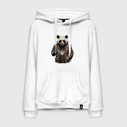 Толстовка-худи хлопковая мужская Крутая панда, цвет: белый