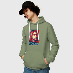 Толстовка-худи хлопковая мужская Nirvana - Kurt Cobain, цвет: авокадо — фото 2