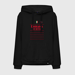 Толстовка-худи хлопковая мужская ФК Милан форма 2223 гостевая, цвет: черный