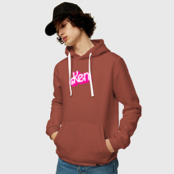 Толстовка-худи хлопковая мужская Логотип розовый Кен, цвет: кирпичный — фото 2