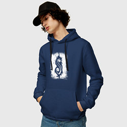Толстовка-худи хлопковая мужская Slipknot logo, цвет: тёмно-синий — фото 2