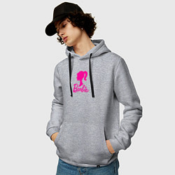 Толстовка-худи хлопковая мужская Розовый логотип Барби, цвет: меланж — фото 2
