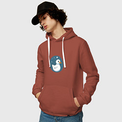 Толстовка-худи хлопковая мужская Утка в космосе, цвет: кирпичный — фото 2