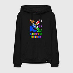 Толстовка-худи хлопковая мужская Rainbow Friends персонажи, цвет: черный