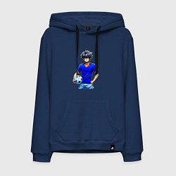 Толстовка-худи хлопковая мужская Футболист в синей майке, цвет: тёмно-синий