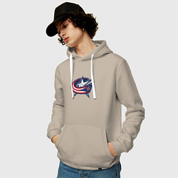 Толстовка-худи хлопковая мужская Columbus blue jackets - hockey team - emblem, цвет: миндальный — фото 2