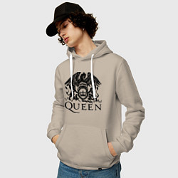 Толстовка-худи хлопковая мужская Queen - logo, цвет: миндальный — фото 2