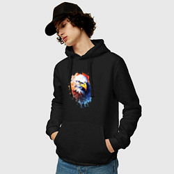 Толстовка-худи хлопковая мужская Граффити с орлом, цвет: черный — фото 2