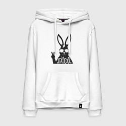 Толстовка-худи хлопковая мужская Stay cool rabbit, цвет: белый