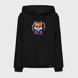 Толстовка-худи хлопковая мужская Neon fox, цвет: черный