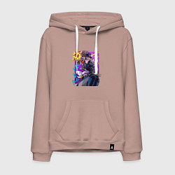 Толстовка-худи хлопковая мужская Джотаро - Jojo, цвет: пыльно-розовый