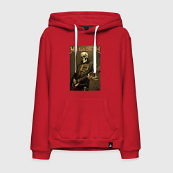 Толстовка-худи хлопковая мужская Megadeth - skeleton - heavy metal, цвет: красный