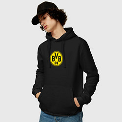 Толстовка-худи хлопковая мужская Borussia fc sport, цвет: черный — фото 2