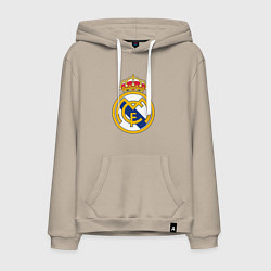 Толстовка-худи хлопковая мужская Real madrid fc sport, цвет: миндальный