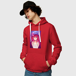 Толстовка-худи хлопковая мужская Anime Girl refflex, цвет: красный — фото 2