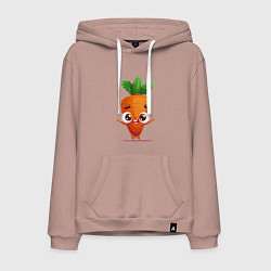 Толстовка-худи хлопковая мужская Морковка кавайная, цвет: пыльно-розовый