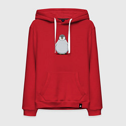 Толстовка-худи хлопковая мужская Птенец пингвина мультяшный, цвет: красный
