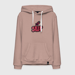 Толстовка-худи хлопковая мужская Sleep, цвет: пыльно-розовый