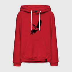 Толстовка-худи хлопковая мужская Попугай летит трафарет, цвет: красный