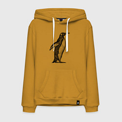 Толстовка-худи хлопковая мужская Пингвин сбоку, цвет: горчичный
