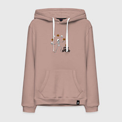 Толстовка-худи хлопковая мужская Stay spooky, цвет: пыльно-розовый