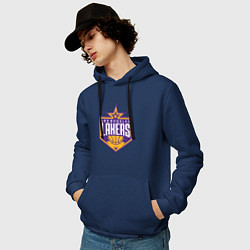 Толстовка-худи хлопковая мужская Los Angelas Lakers star, цвет: тёмно-синий — фото 2
