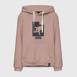 Толстовка-худи хлопковая мужская Дзюдоисты, цвет: пыльно-розовый