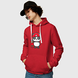 Толстовка-худи хлопковая мужская Панда скейтер, цвет: красный — фото 2