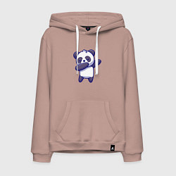 Толстовка-худи хлопковая мужская Dabbing panda, цвет: пыльно-розовый