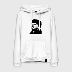 Толстовка-худи хлопковая мужская Ленин в шапке, цвет: белый
