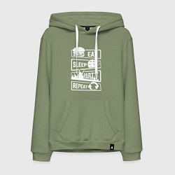 Толстовка-худи хлопковая мужская Еда сон вечеринка, цвет: авокадо