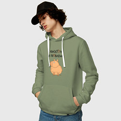 Толстовка-худи хлопковая мужская Мем капибара: хьюстон, я проблема, цвет: авокадо — фото 2