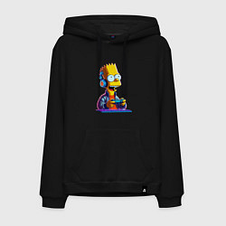 Толстовка-худи хлопковая мужская Bart is an avid gamer, цвет: черный