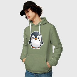 Толстовка-худи хлопковая мужская Пингвин цыпленок, цвет: авокадо — фото 2