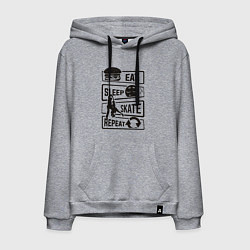 Толстовка-худи хлопковая мужская Есть спать коньки, цвет: меланж