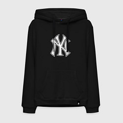 Толстовка-худи хлопковая мужская New York yankees - baseball logo, цвет: черный