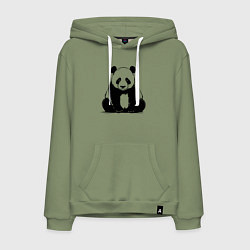 Толстовка-худи хлопковая мужская Грустная панда сидит, цвет: авокадо