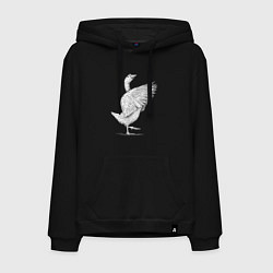 Толстовка-худи хлопковая мужская Гусь белоснежный, цвет: черный