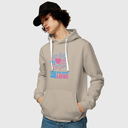 Толстовка-худи хлопковая мужская All you net is love, цвет: миндальный — фото 2