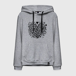 Толстовка-худи хлопковая мужская Декоративная татуировка в форме сердца, цвет: меланж