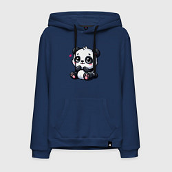 Толстовка-худи хлопковая мужская Забавная маленькая панда, цвет: тёмно-синий