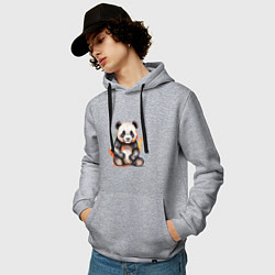 Толстовка-худи хлопковая мужская Панда в кляксах, цвет: меланж — фото 2