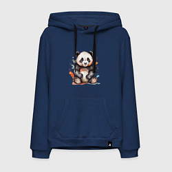 Толстовка-худи хлопковая мужская Панда в кляксах, цвет: тёмно-синий