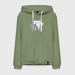 Толстовка-худи хлопковая мужская Зубик, цвет: авокадо