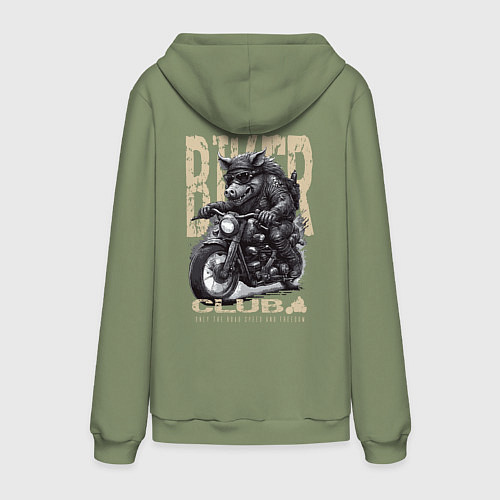 Мужская толстовка-худи Байкер кабан на мотоцикле / Авокадо – фото 2