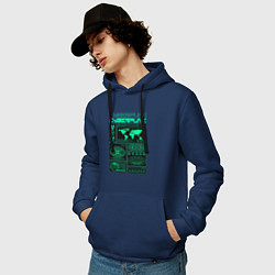 Толстовка-худи хлопковая мужская Cyberpunk streetwear, цвет: тёмно-синий — фото 2
