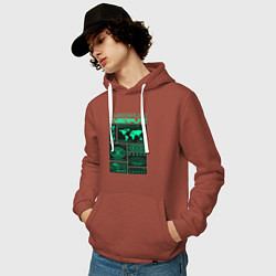 Толстовка-худи хлопковая мужская Cyberpunk streetwear, цвет: кирпичный — фото 2