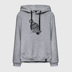 Толстовка-худи хлопковая мужская Леопард в шапке, цвет: меланж