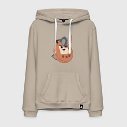 Толстовка-худи хлопковая мужская Тамагочи Почита, цвет: миндальный